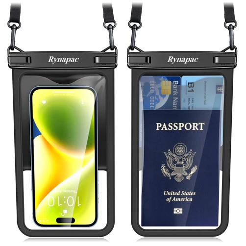 Rynapac Waterproof Phone Pouch - 8.5in Waterproof Phone Case with Lanyard, IPX8 Cell Phone Dry Bag Beach Essentials for iPhone 16 15 14 13 12 Pro Max, Galaxy S24 S23 S22 S21 Series, 2 Pack