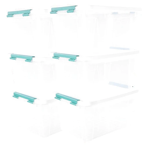 Afromy 20 Quart Stackable Plastic Storage Bins with Lids, 6 Pack Durable Nestable Containers, Clear Latching Storage Box