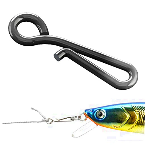 JJZS 100pcs Fast Fishing Swivel Snap Clips Stainless Steel Hanging Snap Quick Lock Hook Link Clips Rigging Link Clips Safety Decoy Swivels Snap Size 0-6
