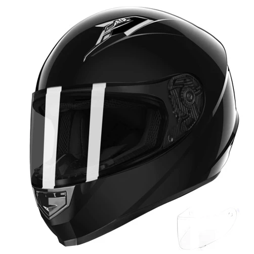 GLX GX11 Compact Lightweight Full Face Motorcycle Street Sport Bike Helmet with Extra Tinted Visor DOT Approved (Black, Large)