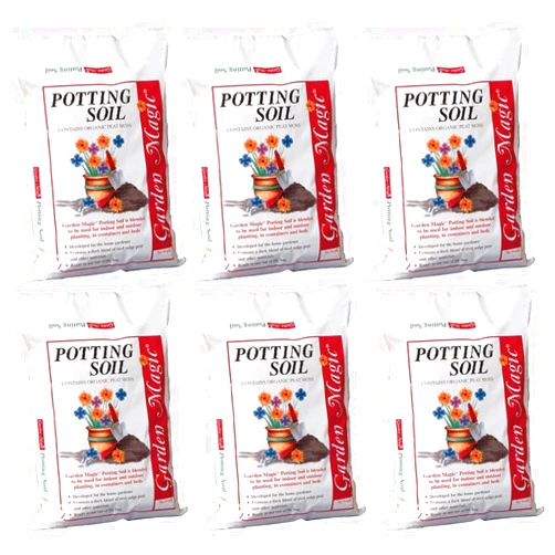Garden Magic Michigan Peat Garden Magic General Purpose Potting Soil Mix for Indoor Outdoor Planter Container Plant Flower Gardening, 20 Pound Bag (6 Pack)