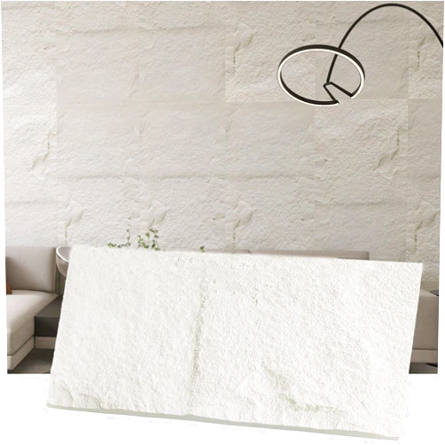 KASARO 4 Pieces PU 3D Panels Cement White Texture for Interior Wall Decor, Decorative Stick for Living Room, Bedroom