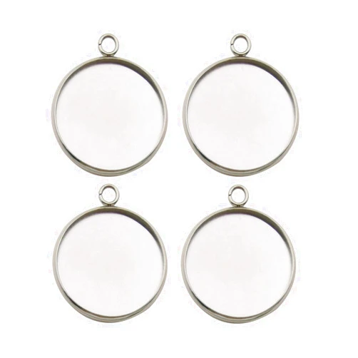 IloveDIYbeads 20pcs Fit 25mm Stainless Steel Round Blank Bezel Pendant Trays Base Cabochon Settings Trays Pendant Blanks for Jewelry Making DIY Findings (10167-25mm)