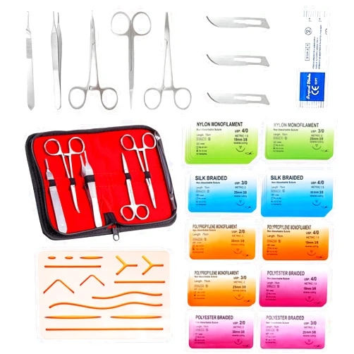 TopExer Suture Practice Complete Kit for Medical Students (30 Pieces) Include Reusable Upgraded Suture Pad and 20 Suture Threads& Needle,Supplies for Vet Nursing Students Surgical Stitches Kits for Training