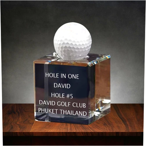 Ozinna Personalized Hole in One Golf Ball Display Case, Custom Name Hole in One Golf Crystal Trophy, Hole in One Display, Display Your Golf Ball, Golf Trophy (Crystal)