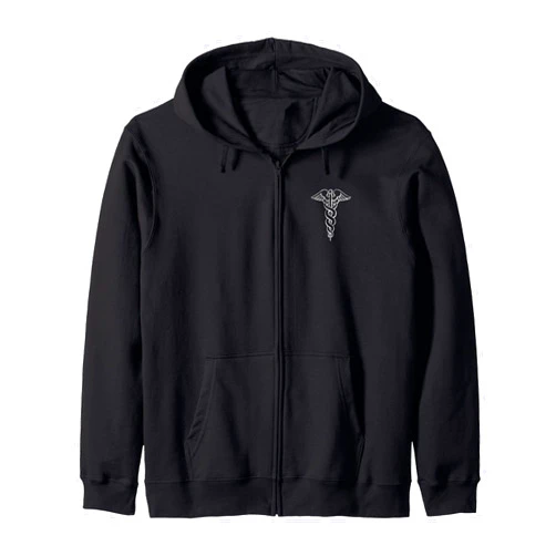 CADUCEUS MEDICAL DOCTOR AND NURSE APPAREL CADUCEUS SYMBOL NURSE DOCTOR MEDIC RN NP NA HOSPITAL Zip Hoodie
