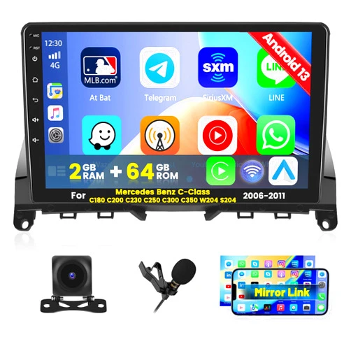 Roinvou [2G+64G] Car Radio for Mercedes Benz C-Class C180 C200 C230 C250 C300 C350 W204 S204 06-11 with Wireless Carplay/Android Auto, 9 Inch Android 13 IPS Touch Screen Car Stereo, 28UI, BT, WiFi