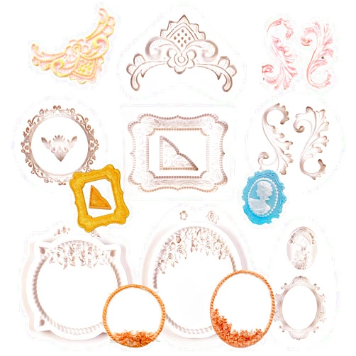 Muyulin Silicone Frame Baroque Fondant Mold, 7Pcs Vintage Marvelous Chocolate Silicone mould for Cake Decorating, Cupcake Topper, Polymer Clay Resin molds at Christmas, Thanksgiving Day, Birthday Party