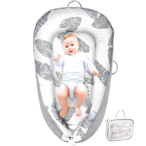 URMYWO Baby Lounger - Baby Lounger For Newborn, Breathable & Soft Baby Nest Cover Co Sleeping for baby 0-24 Months, Babies Essentials Gifts, Portable Infant Lounger Baby Floor Seat for Home and Travel