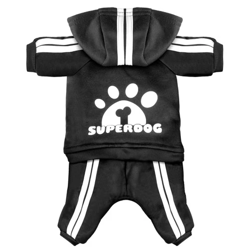 LONTEPET Dog Hoodie 4 Legs Jumpsuit for Small Dogs Puppy Clothes Dog Pullover Sweatshirt Cotton Doggie Winter Coat Cat Apparel（Large，Black）