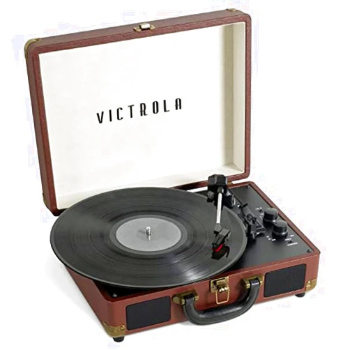 Victrola Journey+ Bluetooth Suitcase Record Player, Dark Brown (VSC-400SB-DBR-SDF)