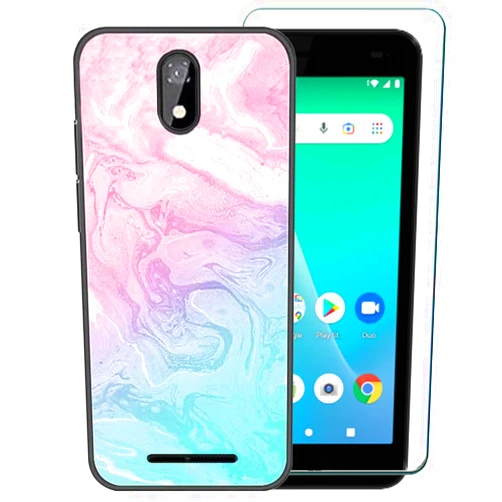 Ranyi for Unimax UMX U696CL Marble Case with Screen Protector, Unimax UMX U696CL Case, Marble Design Slim Flexible TPU Shock Absorbing Rubber Silicone Case Cover for Unimax UMX U696CL