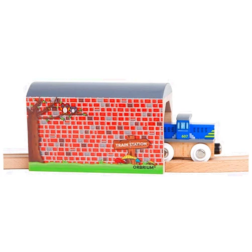 Orbrium® Toys Large Wooden Train Tunnel Track Compatible with Thomas Brio Chugginginton Set