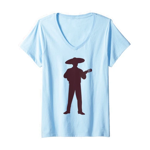 Mariachi Guitar Player Mexican Party Charro Latino Womens Mariachi Guitar Player Mexican Party Charro Latino Pride V-Neck T-Shirt