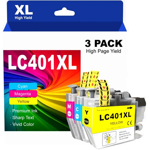 USEHOTI LC401XL Color Compatible Ink Cartridges for Brother LC401 XL Ink, High Yield Works with Brother MFC-J1010DW, J1012DW, J1170DW Printers (Cyan, Magenta, Yellow, 3 Pack)
