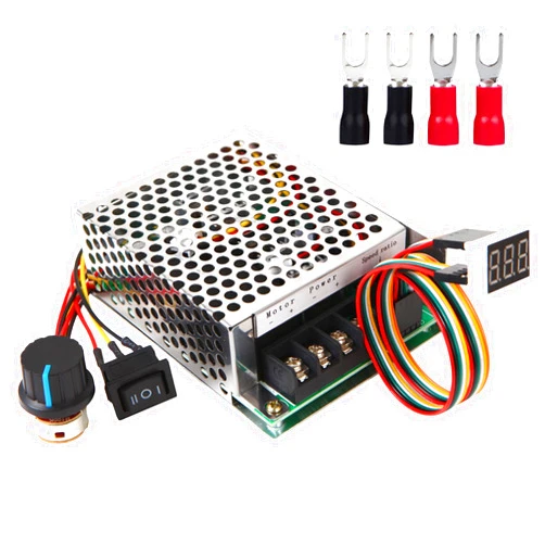 HARMNEE PWM DC Motor Speed Controller, DC 10-55V / Rated 40A / Max 60A, LED Display Stepless DC Motor Speed Controller with Adjustable Potentiometer and Forward-Brake-Reverse Switch