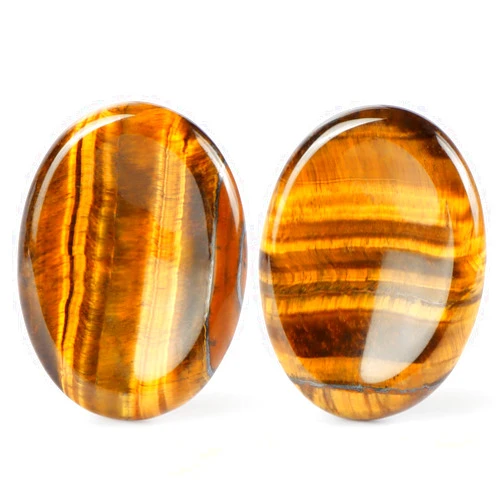 Artistone Thumb Worry Stones for Anxiety Healing Crystals Sets 2PCS Tiger Eye Hand Carved Gemstone Pocket Palm Stones Meditation Reiki Chakra