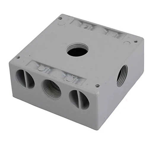 Fuxell Wire Cable 3/4BSP 5 Threaded Holes Double Gang Electrical Junction Outlet Box Enclosure Gray