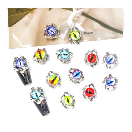 Mytagos 30pcs 3D Nail Charms, Devil Eye Nail Art Rhinestones Gothic Cool Eye Shape Nail Art Alloy Diamond Crystal Jewels Stones for 3D Nail Art Decoration