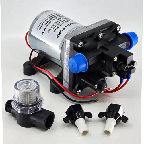 PowerMax RV Water Pump 4008-101-A65/E65 | 3.0 GPM - 55 PSI | 12V Camper RV Water Pump | On Demand Diaphragm | Quiet & Smooth Operation | Self Priming | Quick Attach Fitting | 1 Pump + 1 Strainer