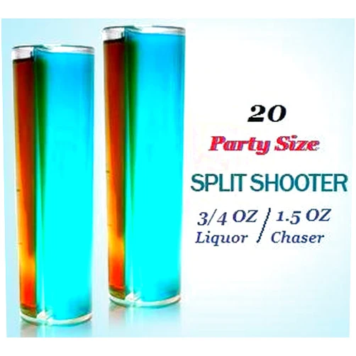 Clear Lake Split Shooters Split Shooters - Vertically Divided Plastic Shot Glasses (Party Size Split Shooter, Package of 20)