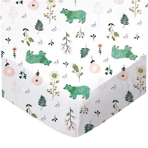 SHEETWORLD.COM SheetWorld Fitted Playard Sheet for Maxi-COSI Swift – 31 x 39 – 100% Cotton Jersey – Hypoallergenic, Butter Soft – Woodland Bears Print – Made in USA
