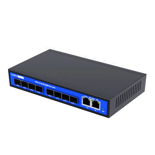 CableRack 8 Port SFP Unmanaged Ethernet Optical Switch with 4 Singlemode and 4 Multimode SFP Transceivers