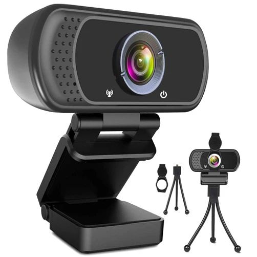 ToLuLu 1080P Webcam with Microphone, HD Webcam Web Camera with Tripod Stand, Widescreen USB Computer Camera, Streaming Mic Webcam for Online Calling/Conferencing, Zoom/Facetime/YouTube Laptop Desktop