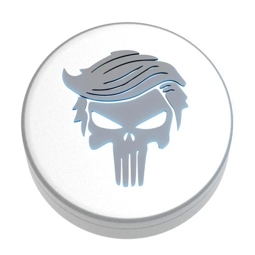 ZPACK Zyn Metal Can, Trump Zyn Pouch Holder, Compact Container, Carved Zyn Tin with Magnetic Closure, Aluminum Zyn Container, Slim Metal Zyn Pouch Can, Zyn Gift – Engraved Trump Logo, Silver