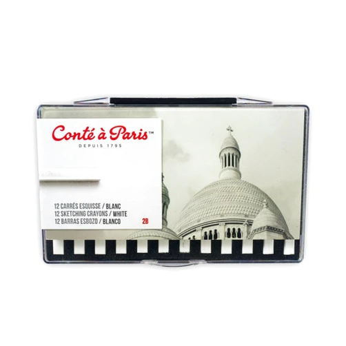 Conté à Paris 12 Count 2B Sketching Crayons Set, White