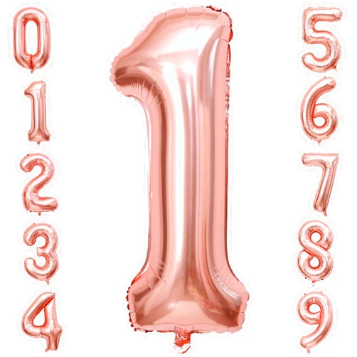 PatiCool 40 Inch Rose Gold Number Balloon 1, Large Number Foil Balloons Mylar for Girl Boy Birthday Party Celebration Decorations Supplies, Digital Balloons for Wedding Anniversary Events Decorations