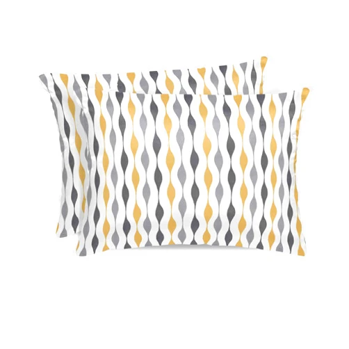 Huotupsine Yellow Grey Pillow Cases Standard Size Set of 2, Smooth Satin Pillowcase for Hair and Skin, Modern Geometric Striped Art Decorative Cooling Bed Pillow Covers with Zipper, 20x26 Inches