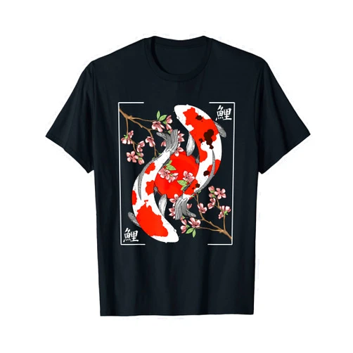 Japanese Koi Carp Clothes Men Women Kids Japanese Koi Carp Fish Nishikigoi Aesthetic Cherry Blossom T-Shirt
