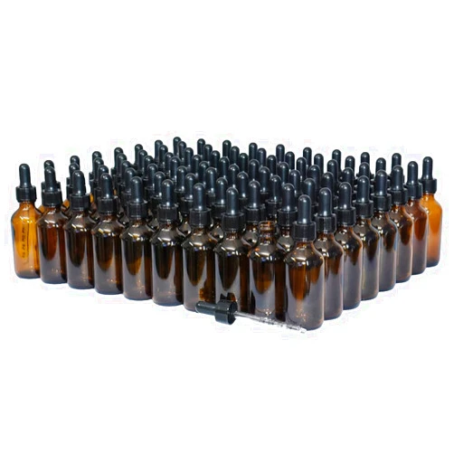 GlassBottleOutlet (Pack of 80) 2 oz. Amber Boston Round with Graduated Black Glass Dropper
