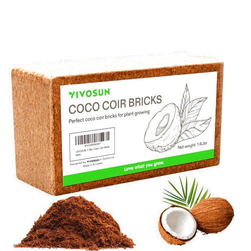 VIVOSUN Coco Coir Brick, 1.4lbs 100% Natural Organic Compressed Coconut Coir Fiber with Low EC, PH Balance & High Nutrition, Coconut Fiber Substrate, Coconut Soil for Plants