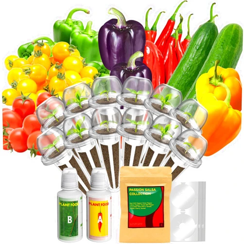 inbloom 12-Pod Pepper Seed Pod Kit for AeroGarden, iDOO, Ahopegarden Hydroponic Growing System, Include Cucumber, Red&Golden Tomato, Red Chili Pepper, Green&Yellow Pepper, Purple Pepper, 400+ Seeds