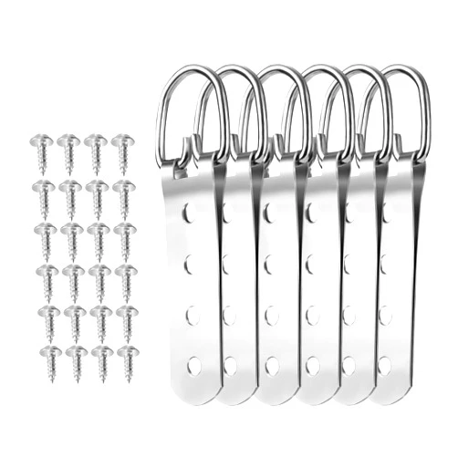 Tzbqrdj Picture Hanging Kit - 6 Pack D Rings Heavy Duty Picture Hangers, 4 Holes Large Wide Frame Hangers with Screws, D Ring Picture Hanging Hardware for Heavy Duty Hanging Paintings Photos Mirror