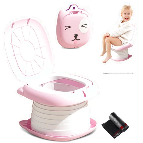 Yszawmx 2025 Upgraded Portable Potty Training, Travel Potty for Toddler, portable toilet for kids Foldable, Apply to Seat Emergency Toilet for Camping, Outdoor,Car, Indoor(Pink)