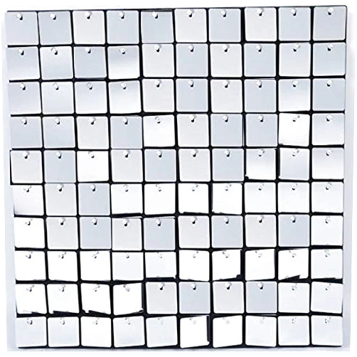 FlavorThings Easy Setup 24 Panel Silver Sequin Shimmer Wall Backdrop Panels for Party Decor for Wedding, Anniversary, Birthday, Engagement and Bachelorette Party (Silver, 24)