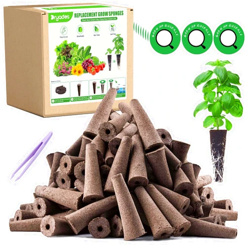 DRYADES 110 Pcs Seed Pod Kit for Aerogarden with 55 Grow Sponges, 54 Pot Lables &1 Tweezer, Grow Anything Kit for Indoor Hydroponics Growing System, Replacement Root Growth Sponges for Aero Garden iDOO...