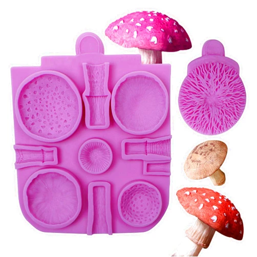 Acvcatto Mushrooms Silicone Mold, Toadstools Veiner Chocolate Molds for Wedding Cake Decoration, Cupcake Toppers, Pudding, Cookie Crumble