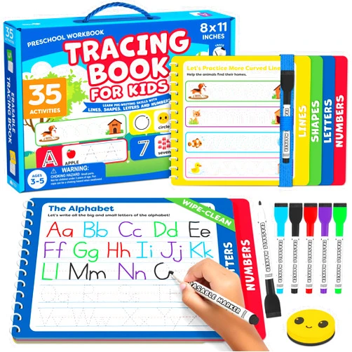 Momo & Nashi Preschool Learning Activities - Tracing Books for Kids Ages 3-5 - Toddler Handwriting Practice - Letter Tracing for Kids Preschool Kindergarten Workbooks 3-4, 4-5 - Learning Books for 3-4 Year Olds