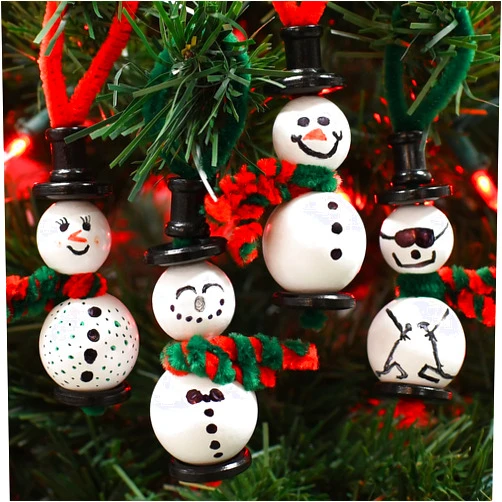 READY 2 LEARN Christmas Crafts | Create Your Own Bead Snowmen | Set of 4 | DIY Ornaments for Kids | Christmas Tree Decoration | All Materials Included
