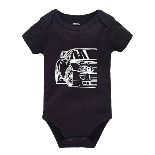Pengshiliu Beautiful car Newborn Baby Romper Bodysuit Short Sleeve Onesie Black