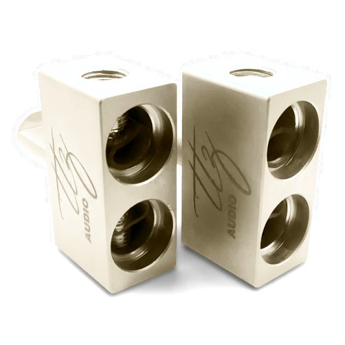 TTZ Audio Car Audio Vehicle Amp Input Reducers (Pair - Dual 1/0ga to 1/0ga (Aluminum))