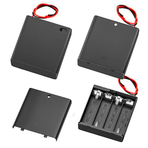 DAIERTEK 4 AA Battery Holder with Switch 6V Battery Case Holder with Cover 4 Slots 1.5V AA Battery Storage Box with Wires Battery Connector -3pcs