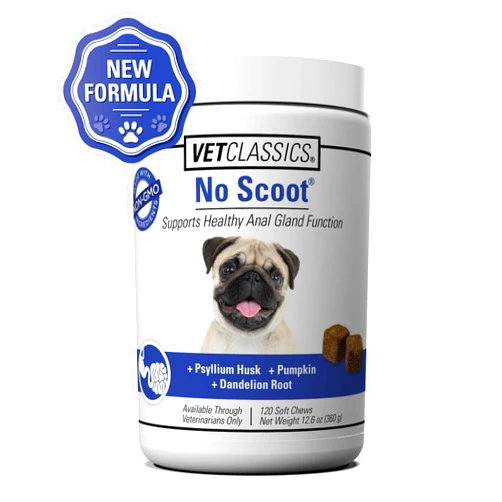 Vet Classics No Scoot Dog Supplements for Healthy Anal Gland Function – Support Normal Bowel Functions, Anal Glands – Increases Daily Fiber Intake for Dogs – 120 Soft Chews