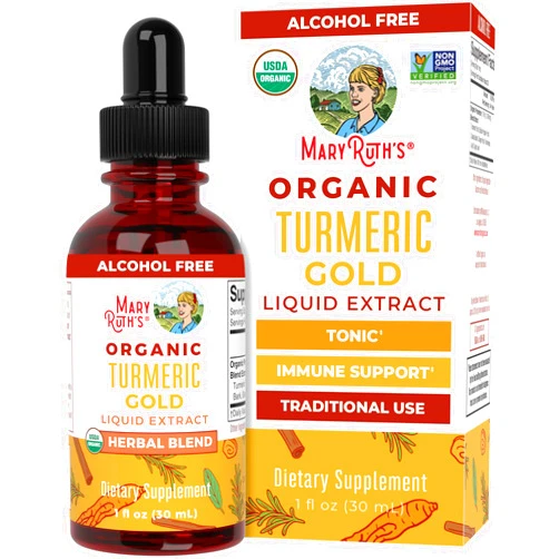 MARYRUTH'S Organics USDA Turmeric Gold Liquid Drops | Herbal Blend | Turmeric Curcumin | Black Pepper | Cassia Cinnamon Bark | Ginger Root | Immune Support | Non-GMO Project Verified | Vegan | 1oz