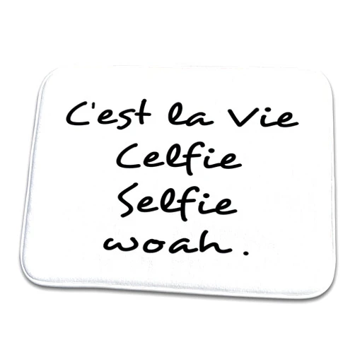 3dRose Bathroom Bath Rug Mat - Cest La Vie, Celfie, Selfie - Funny French Life is Made of Selfies Typography