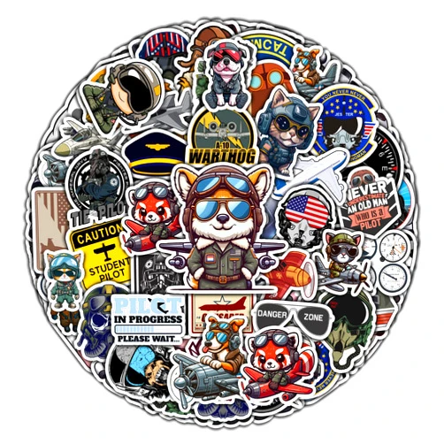 BIGZORO Pack 50 PCS Plane Pilot Wing Stickers Waterproof Vinyl Decals Decor Laptop Airport Flying Vehicles Suitcase Water Bottle Gifts for Teens Adults Aviation Enthusiasts Aviator